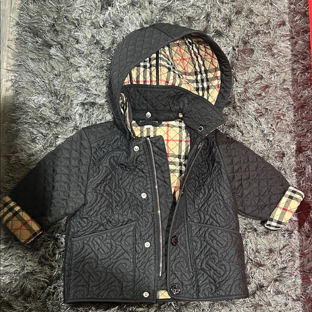 Burberry Toddler Stylish Black Quilted Kids Jacket